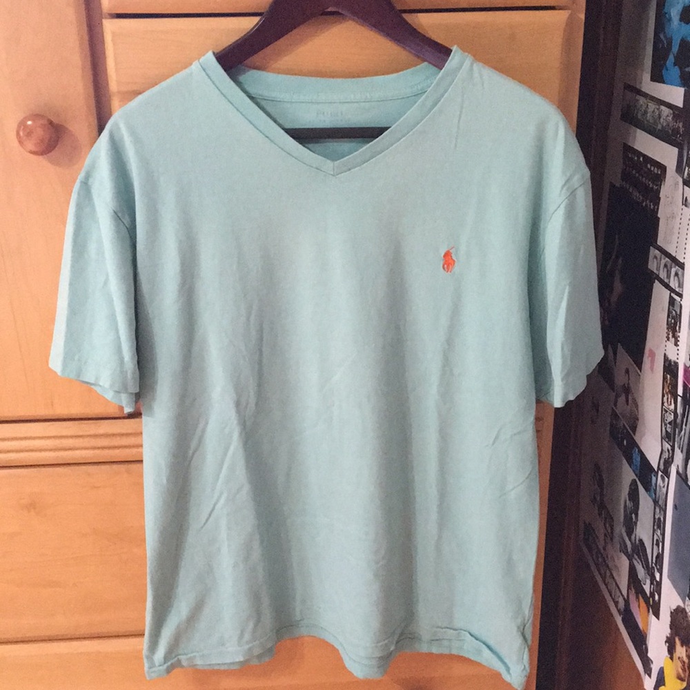 Turquoise Polo V Neck Tee Shirt